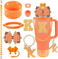 9PCS Orange for Stanley Cup Accessories Set Bling Initials Bow Charms for by Unknown