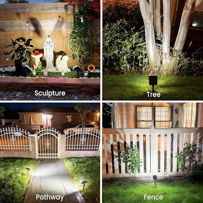 Solar Spot Lights Outdoor Waterproof IP65, 4 Pack, Cool Light, 2 Lighting Modes - Image 4