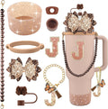 9PCS Brown for Stanley Cup Accessories Set Bling Initials Bow Charms for by Unknown