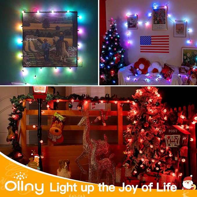 Ollny Christmas Lights 30FT 30Bulbs, RGBW Color Changing Outdoor Light - Image 6