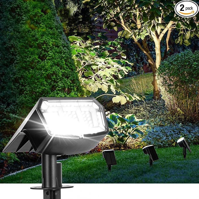 AUDERWIN Solar Spot Lights Outdoor Waterproof 2 Pack IP65, 63 LED 3 Lighting by AUDERWIN