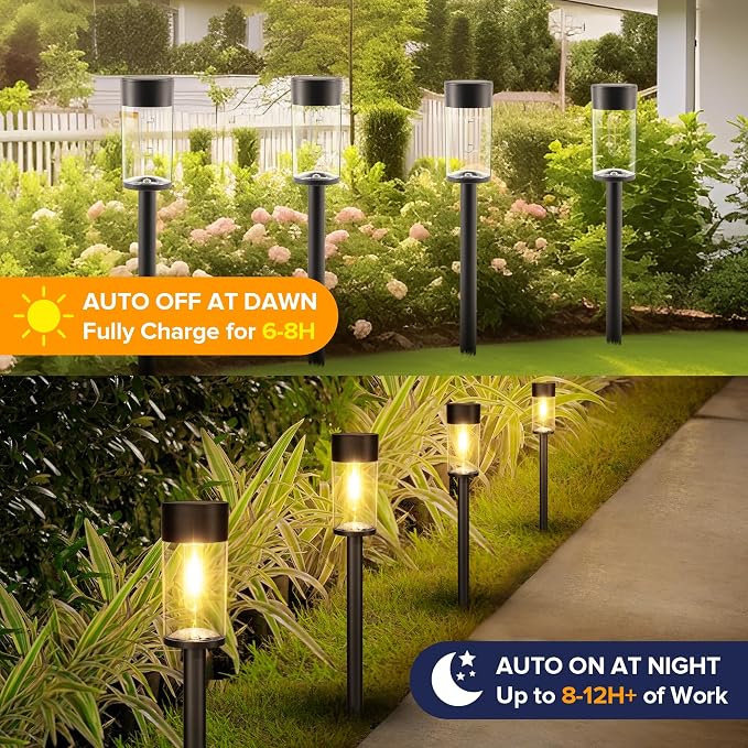 UME 10 Pack Solar Pathway Lights Outdoor, Bright Solar Garden Lights - Image 4