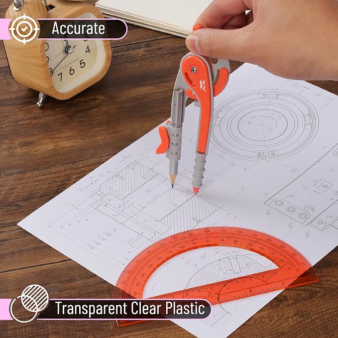 Mr. Pen- Geometry Compass and Protractor Set, 6 Inch Compass, 6 Inch Protractor - Image 4