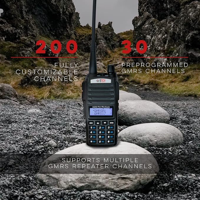 BTECH GMRS-V2 5W 200 Fully Customizable Channels GMRS Two-Way Radio. USB-C - Image 2