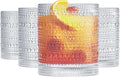 Khen Plastic Hobnail Drinking Glasses Set of 4 Clear Cups 14oz, Shatterproof & by Khen