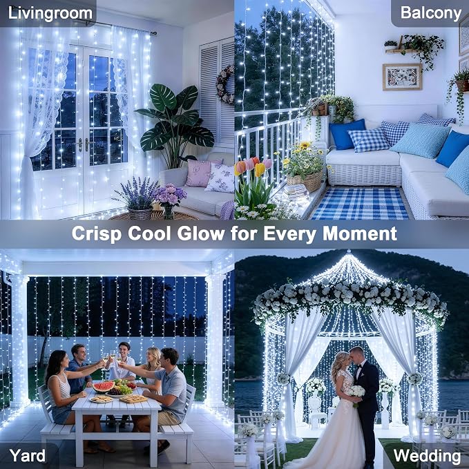 JMEXSUSS 300 LED 9.8x9.8Ft Curtain Lights Indoor - Image 4