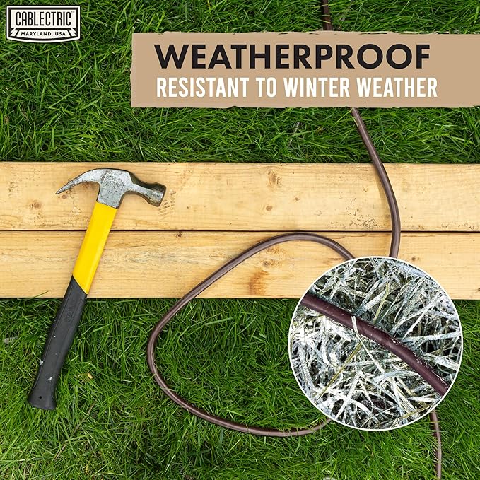 Brown Outdoor Extension Cord 10 ft, Weatherproof Heavy Duty 16 Gauge Extension - Image 4