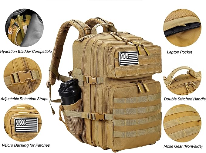 LHI Military Tactical Backpack for Men and Women 45L Army 3 Days Assault Pack - Image 4