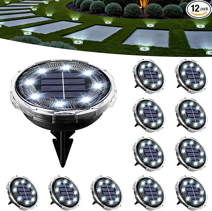 SOLPEX Solar Ground Lights 12 Pack, Solar Pathway Lights Outdoor Waterproof by Solpex