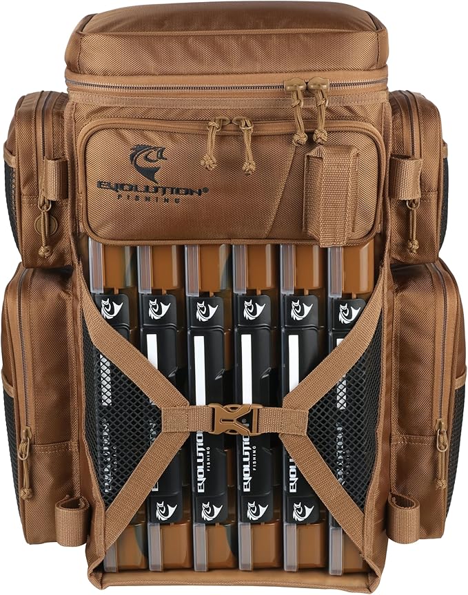 Evolution Fishing Drift Series Tackle Backpack, Outdoor Rucksack w/ 6 Fishing - Image 2