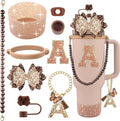 9PCS Brown for Stanley Cup Accessories Set Bling Initials Bow Charms for by Unknown