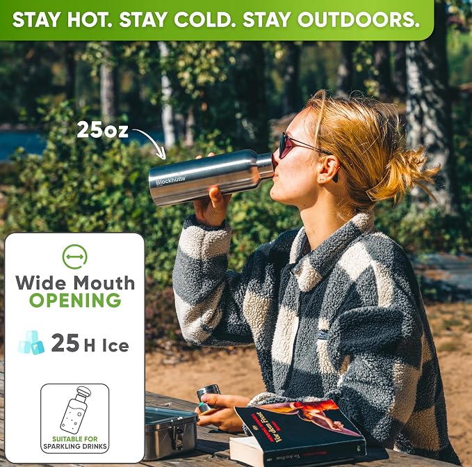 Blockhütte Vacuum Insulated Stainless Steel Water Bottle - 25 oz I Wide Mouth - Image 2