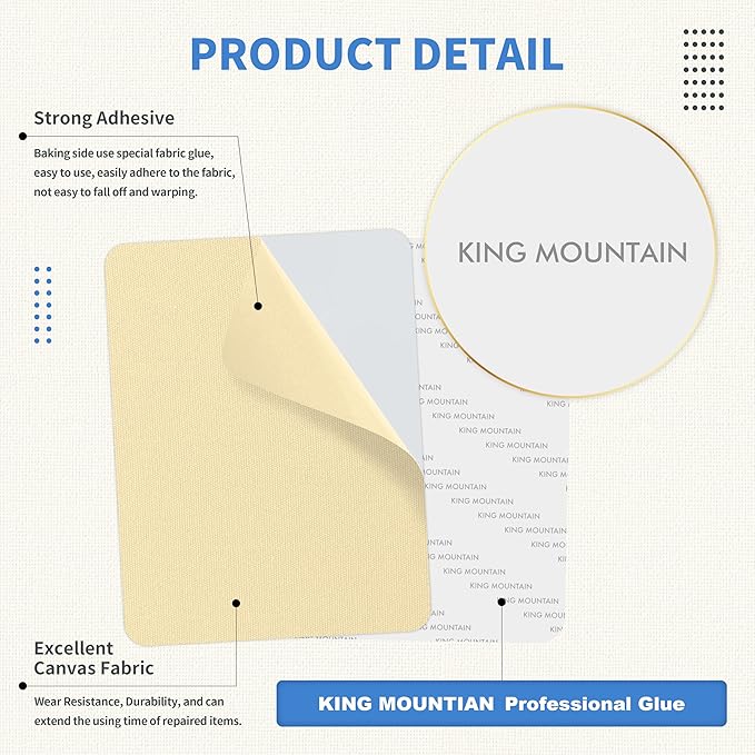KING MOUNTAIN Canvas Repair Patch 9 x11 Inch 2 Pcs Self-Adhesive Waterproof - Image 3