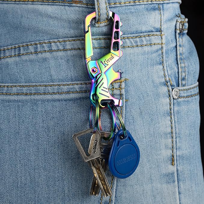 Kivssi Heavy duty metal keychains, Carabiner clip Car key chains, Fashion - Image 3