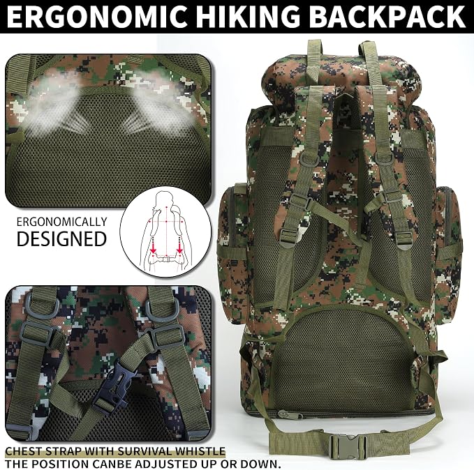 Hiking Backpack for Men 70L/100L Camping Backpack Military Rucksack Molle 3 - Image 5
