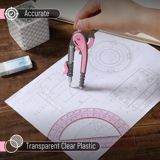 Mr. Pen- Geometry Compass and Protractor Set, 6 Inch Compass, 6 Inch Protractor - Image 4