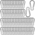 200 PCS 2'' Spring Snap Hook Carabiner, M5 3/16 Inch Galvanized Silver Steel by HANDRERLEE