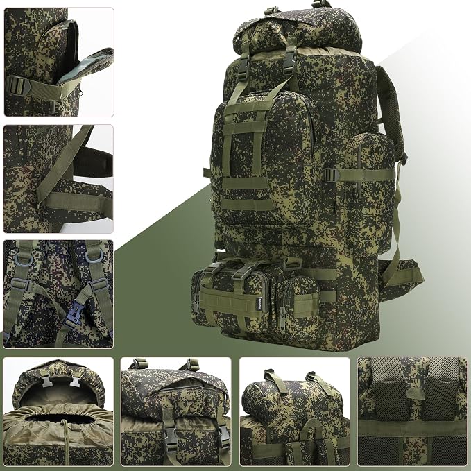 100L Camping Hiking Backpack, Molle military Tactical rucksack backpack - Image 3
