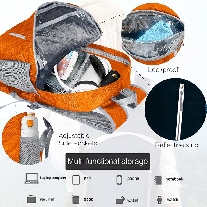 Waterproof Foldable Backpack Dry Storage Lightweight Daypack 35L Outdoor - Image 4