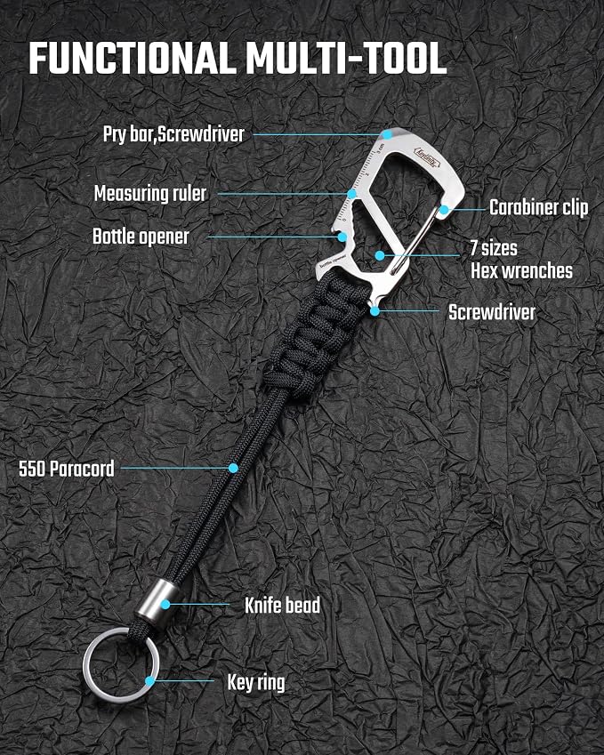 KeyUnity KC04 Paracord Keychain Carabiner Clip, Braided Lanyard - Image 5