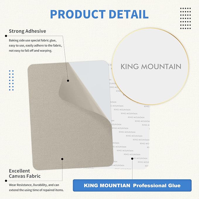 KING MOUNTAIN Canvas Repair Patch 9 x11 Inch 2 Pcs Self-Adhesive Waterproof - Image 3
