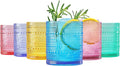 Khen Plastic Hobnail Drinking Glasses Set of 6 Bright Tones Cups 14oz, by Khen