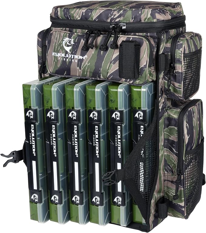 Evolution Fishing Drift Series Tackle Backpack, Outdoor Rucksack w/ 6 Fishing - Image 3