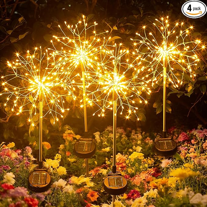 Solar Garden Lights Outdoor Yard Decorations, 4 Pack 150Leds Pathway Light by WhereLightMeetsLife