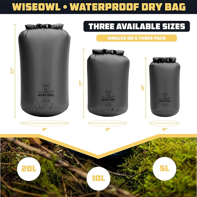 Wise Owl Outfitters Waterproof Dry Bag 3-Pack – Lightweight & Airtight - Image 3