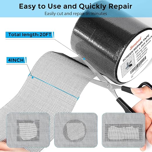 Secopad Black Window Screen Repair Tape, 3IN x 20FT Screen Repair Kit - Image 6