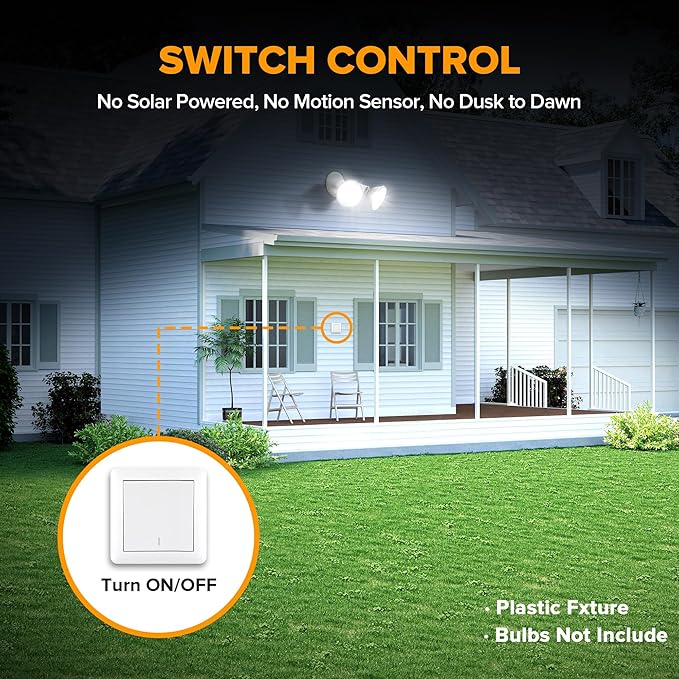 LUTEC 4 Pack Adjustable Twin Par Holder Outdoor Flood Lights, Switch Controlled - Image 2