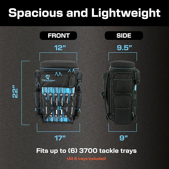 Evolution Fishing Drift Series Tackle Backpack, Outdoor Rucksack w/ 6 Fishing - Image 2
