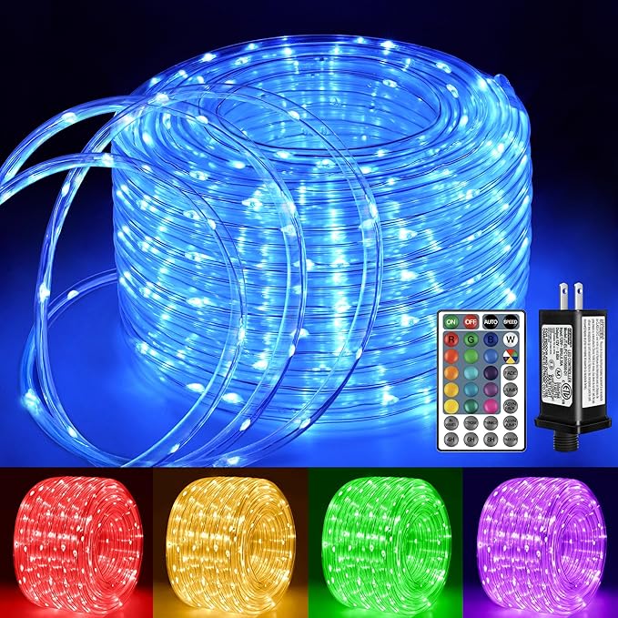 Ollny Rope Lights Outdoor Color Changing, 33FT 100 LED Waterproof Plug in by Ollny