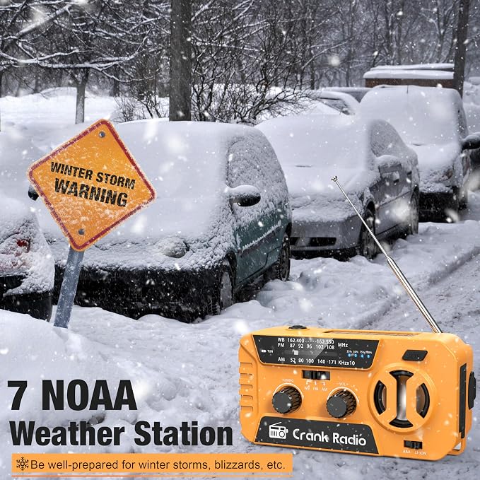 Emergency Weather Radio for Winter Storm, NOAA Weather Radio Hand Crank - Image 2