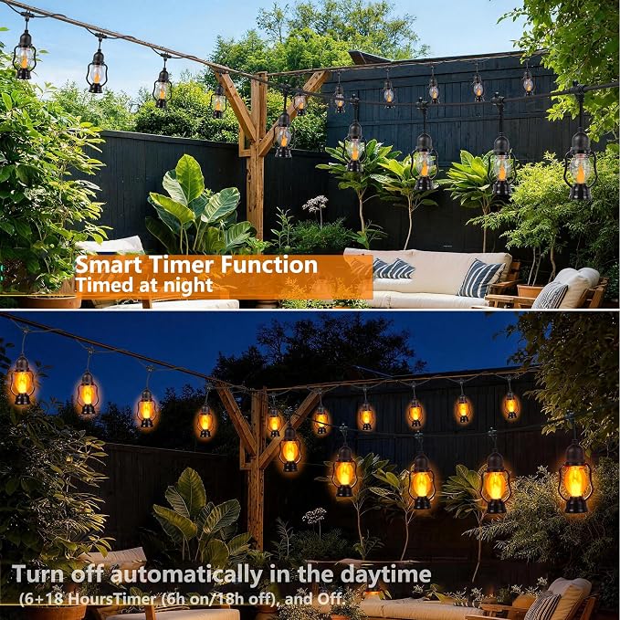 Zeiliuled Flame Outdoor String Lights, 21FT Patio Lights - Image 3