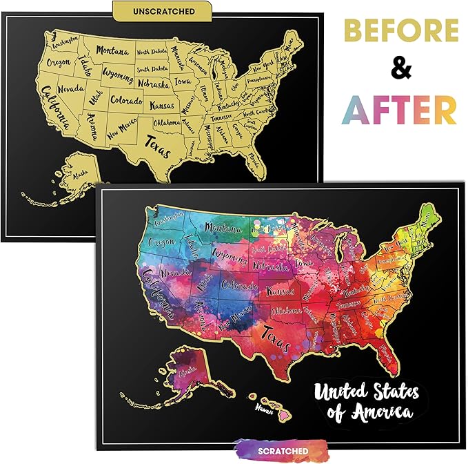 TRAVELISIMO Scratch Off Map of The United States, 12x17 inch Scratch USA - Image 2