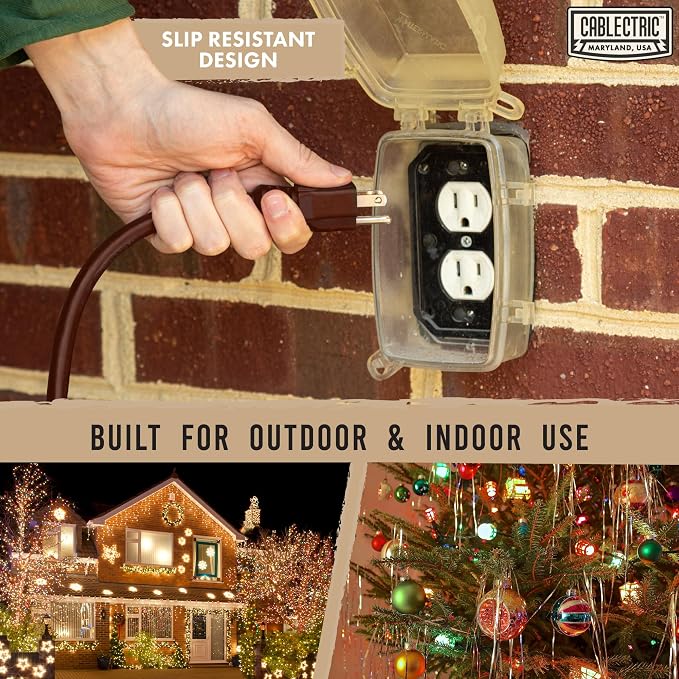 Brown Outdoor Extension Cord 50 ft, 16/3 Heavy Duty Cable - Image 5
