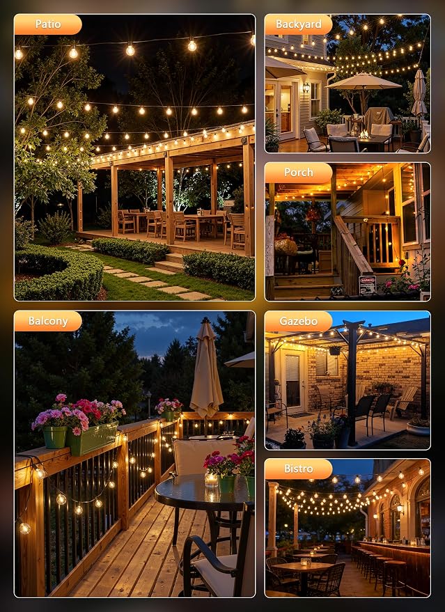Brightown Outdoor String Lights, 100FT Shatterproof LED Patio Lights - Image 7
