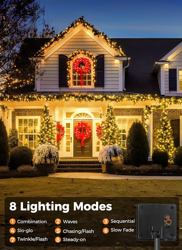 Minetom Solar String Lights Outdoor Waterproof, Extra Long 72FT 200 LED Solar - Image 5