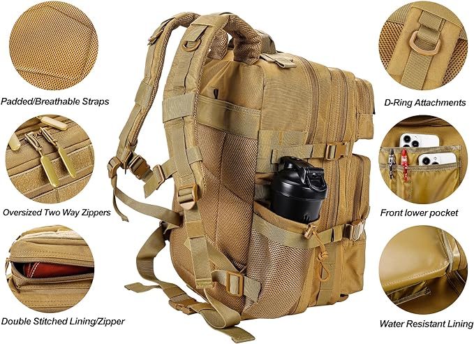 LHI Military Tactical Backpack for Men and Women 45L Army 3 Days Assault Pack - Image 5