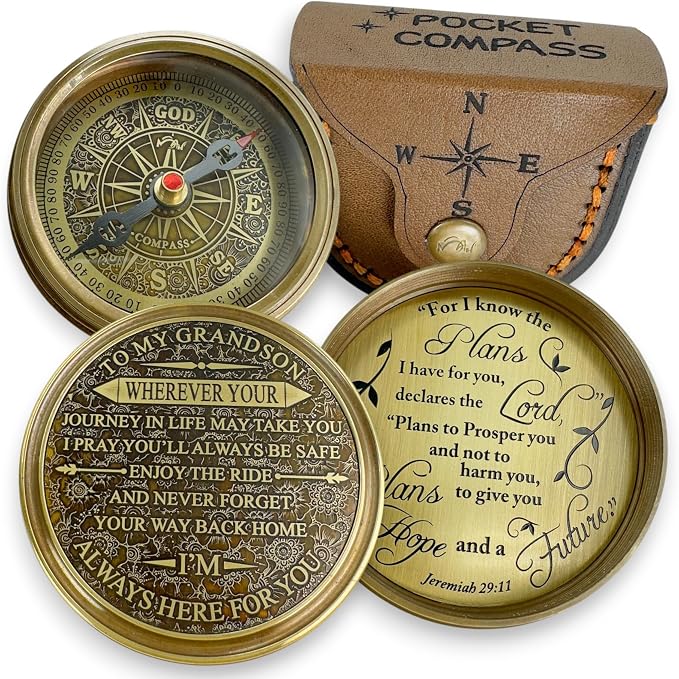 Brass Compass Gift to My Son Never Forget I Love You, Sentimental Keepsake from by MAH
