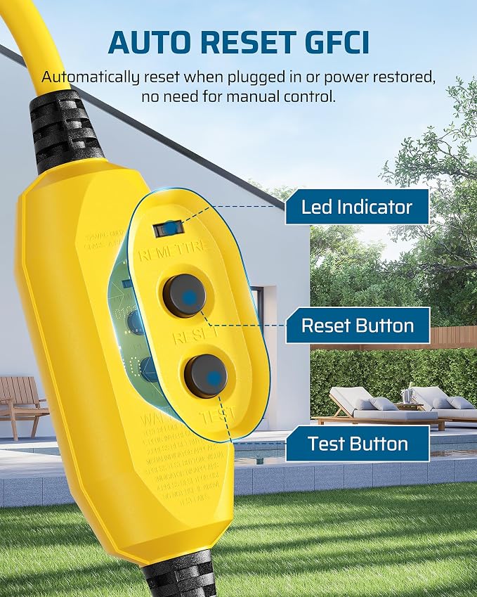 DEWENWILS 3 FT Automatic GFCI Extension Cord Outdoor, 12/3 Gauge Extension Cord - Image 4