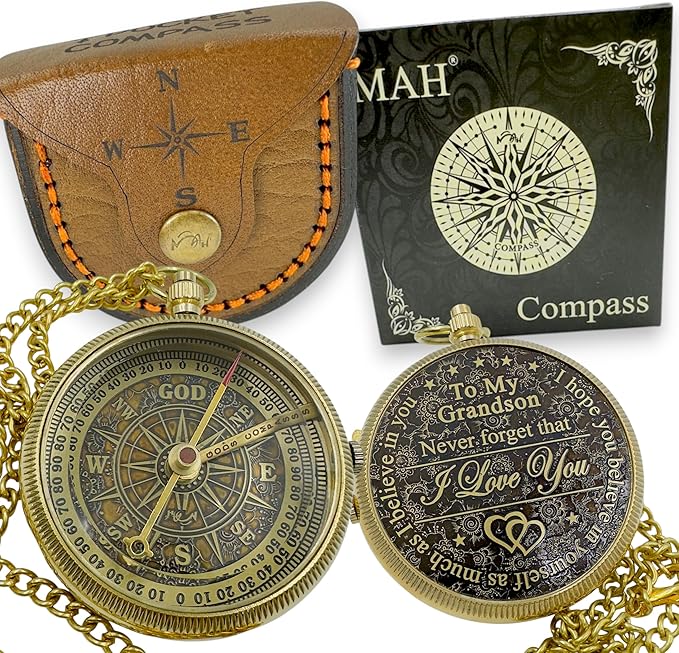 Brass Compass Gift to My Son Never Forget I Love You, Sentimental Keepsake from by MAH