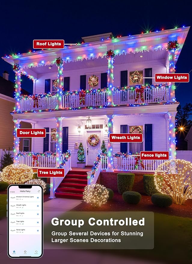 Minetom 82ft 250LED Color Changing Christmas Halloween Tree Lights, LED RGB - Image 5