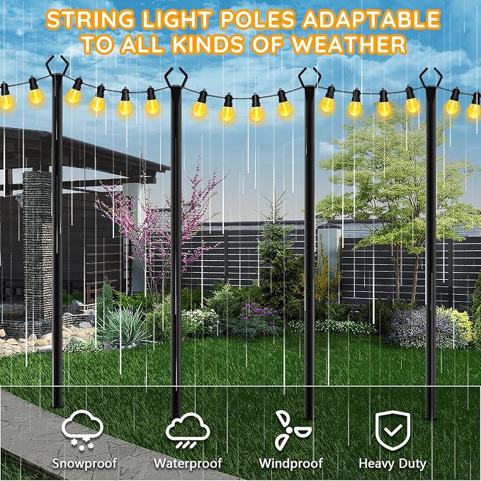 AHRLHR 10 Pack String Light Poles, Poles - Image 6
