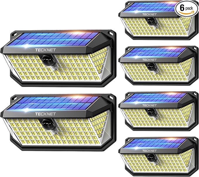 TECKNET 416 LED Solar Powered Outdoor Lights, 270° Angle & 3 Lighting Modes by Tecknet