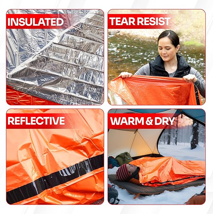 Emergency Sleeping Bag for Survival Gear and Supplies Life Bivy Sack Waterproof - Image 6