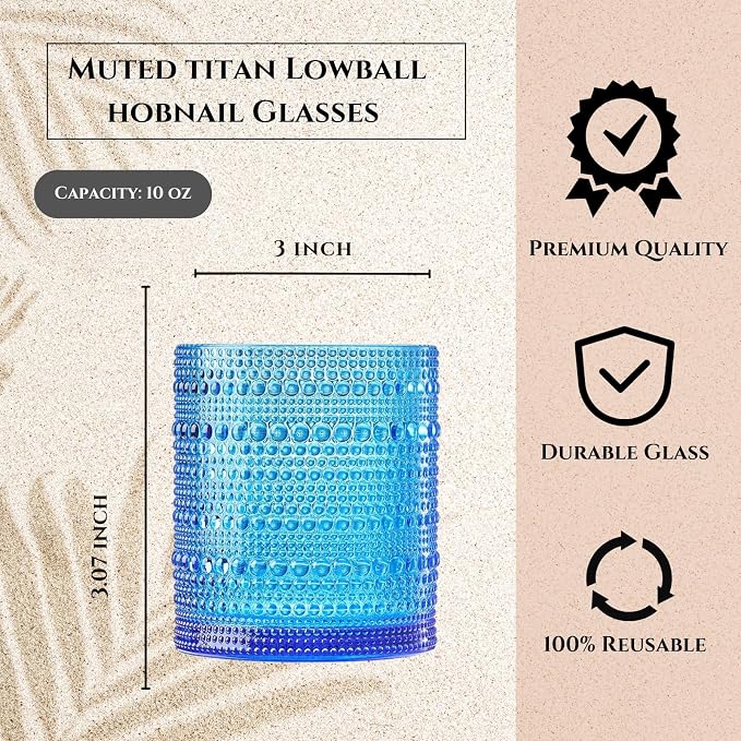 Khen Plastic Hobnail Drinking Glasses Set of 6 Bright Tones Cups 14oz, - Image 3