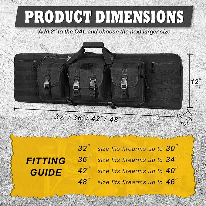 DULCE DOM 36 42 48 Inch Double Rifle Case, Tactical Soft Padded Backpack - Image 7