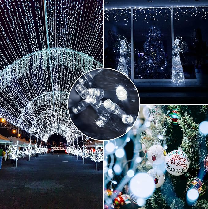 240LED 88Ft Connectable String Lights Indoor Outdoor Clear Wire | Cool White - Image 8